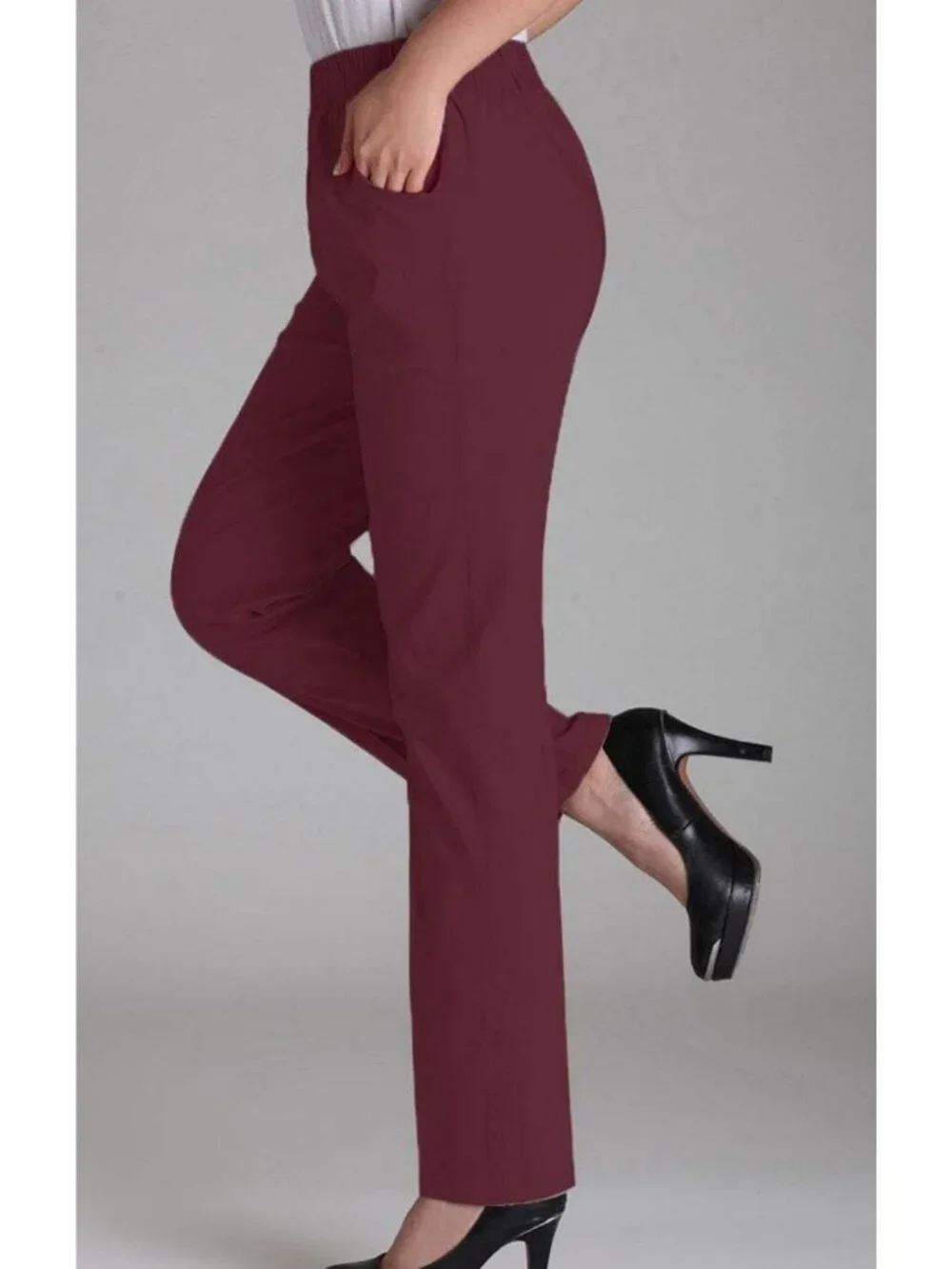 Comfy Summer Stretch Pull-On Pants for Women - Elastic Waist, Casual Chic Style